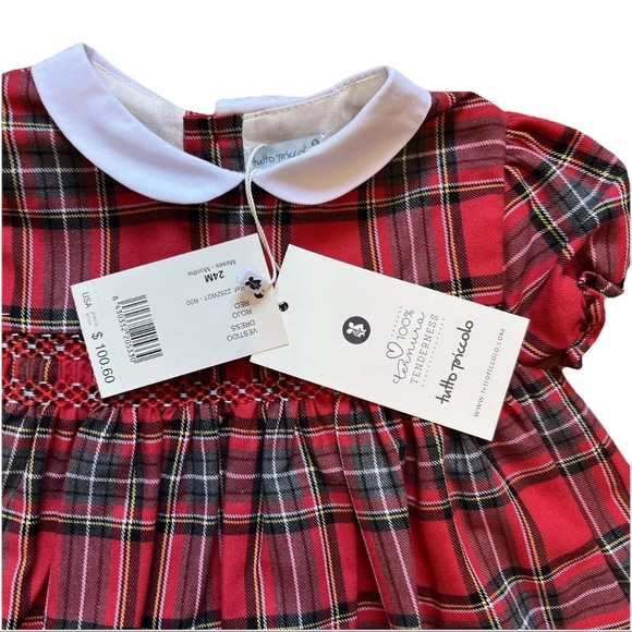 Tutto Piccolo Smocked Plaid Dress Red Girl’s 24 Months 2T Collared Holiday Party - Picture 13 of 16